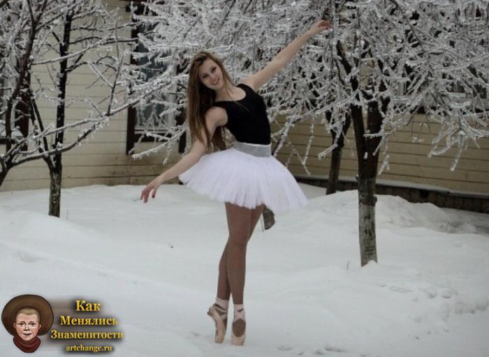 Маш Милаш балерина на снегу зимой в холод