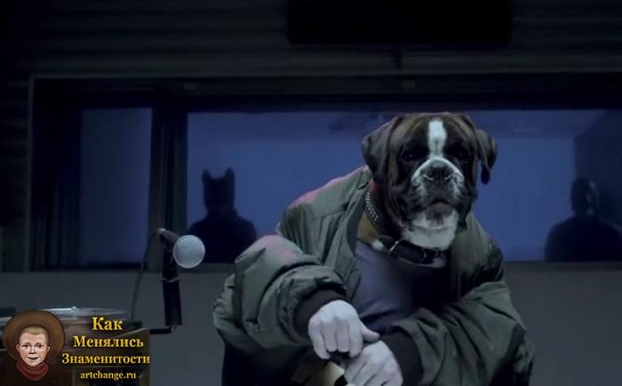 Sqwoz Bab (Сквозь Баб) в образе собаки читает рэп в Вечернем Урганте